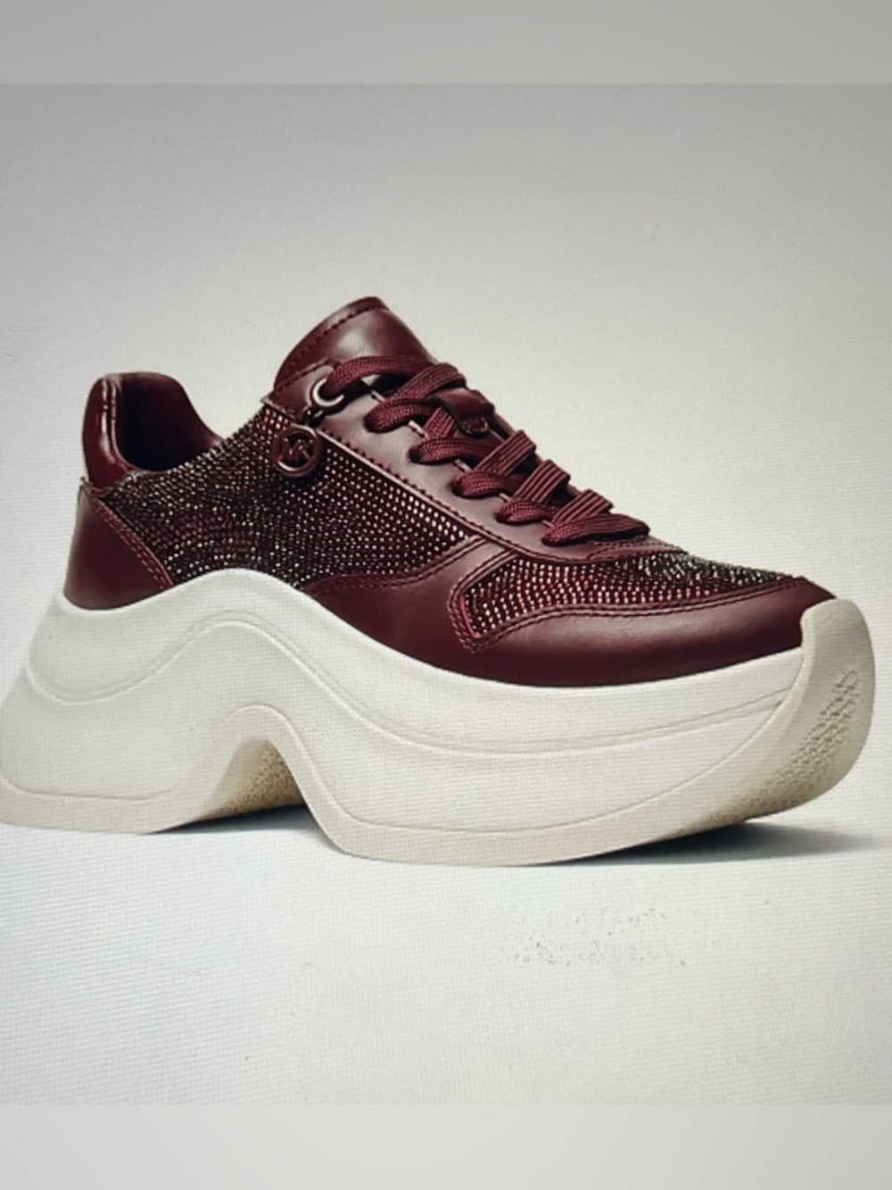 MICHAEL Kors Arla Embellished Leather Trainer Women's Oxblood Platform Sneakers